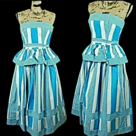 Victor Costa Vintage 1980s Strapless Flare Dress – Size 4 - Picture 4 of 11